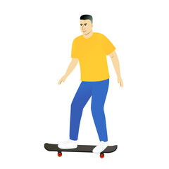 Skateboarder cartoon character isolated on white background. Extreme sport 
