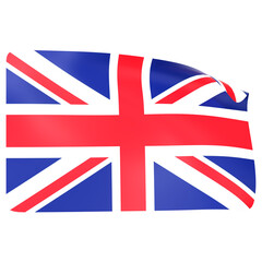 The Union Jack fluttering in the wind 3D Icon Illustration. Low Poly Style.