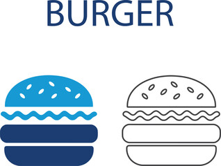 Burger icons, Line art, vector illustration