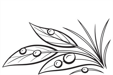 Minimal Botanical Leaves and Grass Line Illustration
