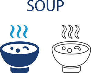 Soup icons, Line art, vector illustration