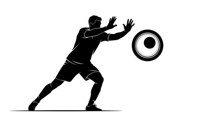 Black silhouette vector illustration of a basketball player in action with a ball
