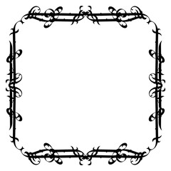 Vintage decorative  frame in Gothic style - elegant black frame on white background, JPG, 300 DPI , north runes frame, middle ages, hallowen