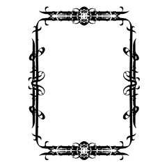 Vintage decorative  frame in Gothic style - elegant black frame on white background, JPG, 300 DPI , north runes frame, middle ages, hallowen