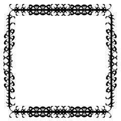 Vintage decorative  frame in Gothic style - elegant black frame on white background, JPG, 300 DPI , north runes frame, middle ages, hallowen