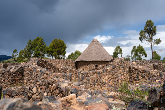 Traditional Thatched-Roof Hut at the Archaeological Site of Raqchi