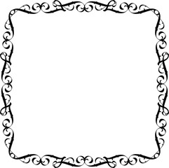 Vintage decorative frame in Gothic style - elegant black frame on transparent background, PNG, 300 DPI, middle ages, hallowen, Christmas.
