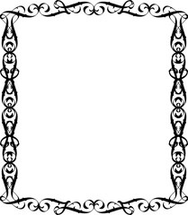 Vintage decorative frame in Gothic style - elegant black frame on transparent background, PNG, 300 DPI, middle ages, hallowen, Christmas.