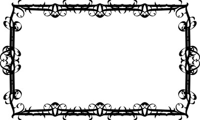 Vintage decorative frame in Gothic style - elegant black frame on transparent background, PNG, 300 DPI, middle ages, hallowen, Christmas.