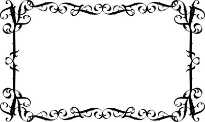 Vintage decorative frame in Gothic style - elegant black frame on transparent background, PNG, 300 DPI, middle ages, hallowen, Christmas.