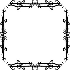 Vintage decorative frame in Gothic style - elegant black frame on transparent background, PNG, 300 DPI, middle ages, hallowen, Christmas.