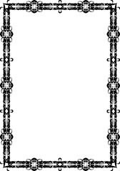 Vintage decorative frame in Gothic style - elegant black frame on transparent background, PNG, 300 DPI, middle ages, hallowen, Christmas.