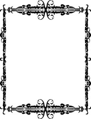 Vintage decorative frame in Gothic style - elegant black frame on transparent background, PNG, 300 DPI, middle ages, hallowen, Christmas.