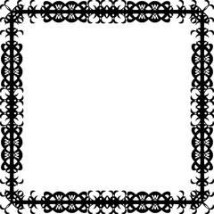 Vintage decorative frame in Gothic style - elegant black frame on transparent background, PNG, 300 DPI, middle ages, hallowen, Christmas.