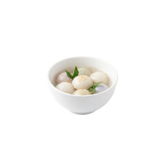 Vibrant Chinese Rice Ball Dessert - Sweet Mochi Soup in White Bowl