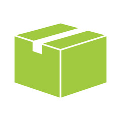 Green package box with white strip