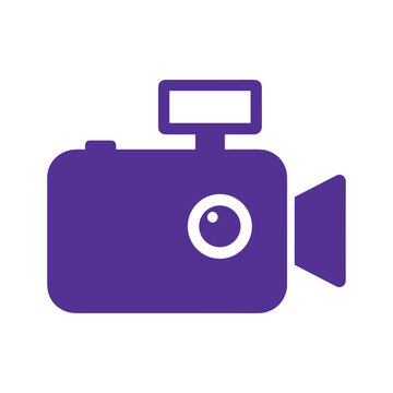 Simple purple video camera icon