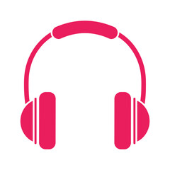 Pink headphones icon on white background