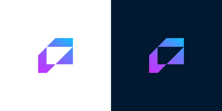 Modern abstract letter a logo design with gradient colors on white and dark backgrounds