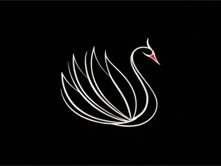 A minimal, simple shape of a swan on a black background.