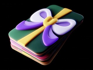 3D icon of a gift on a black background.