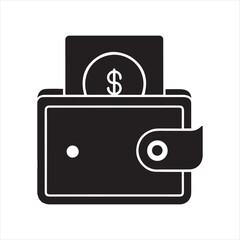 dollar coin inside wallet icon vector illustration