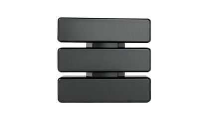 3D render of a dark gray, stacked, rectangular object on a black background