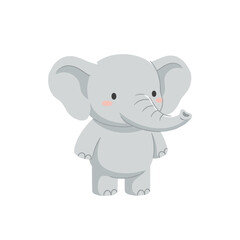 Obraz premium Cute adorable little elephant baby animal minimalist flat cartoon vector illustration graphic design for children and nature