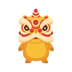 Chinese Lunar New Year Lion Dance costume mascot cartoon vector illustration for culture and holiday celebration design