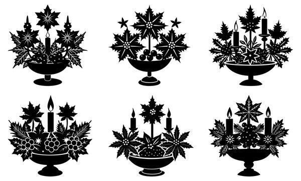 Intricate black metal candelabras