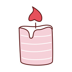 Candle with a heart in doodle style.