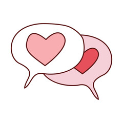 Messages with doodle hearts. White background.