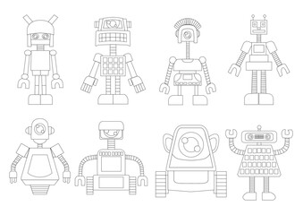line robot design creative isolated on white background illustration vector