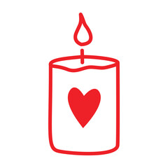 Candle with a heart in doodle style.