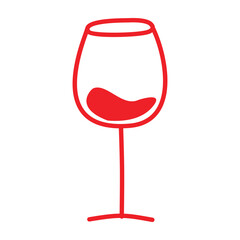 Glass of wine in doodle style