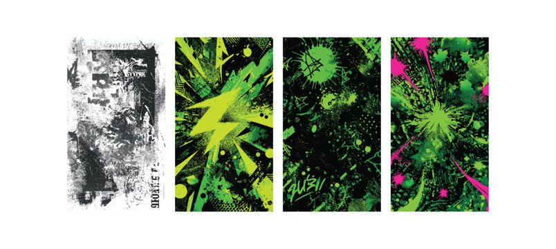 Grunge texture background with a vibrant close up of an eye and abstract brushstrokes | punk design