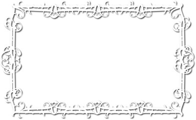 Vintage decorative frame in Gothic style - elegant white frame on transparent background, PNG, 300 DPI, middle ages, hallowen, Christmas.