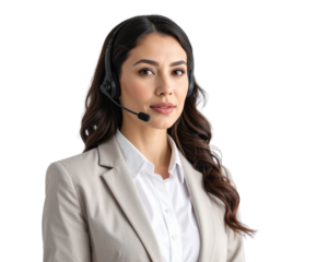 “Customer service representative with headset, transparent background” 