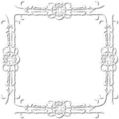 Vintage decorative frame in Gothic style - elegant white frame on transparent background, PNG, 300 DPI, middle ages, hallowen, Christmas.
