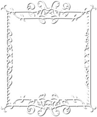 Vintage decorative frame in Gothic style - elegant white frame on transparent background, PNG, 300 DPI, middle ages, hallowen, Christmas.