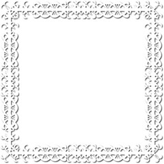 Vintage decorative frame in Gothic style - elegant white frame on transparent background, PNG, 300 DPI, middle ages, hallowen, Christmas.