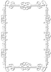 Vintage decorative frame in Gothic style - elegant white frame on transparent background, PNG, 300 DPI, middle ages, hallowen, Christmas.