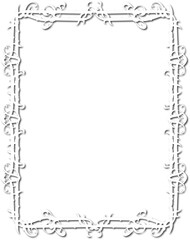 Vintage decorative frame in Gothic style - elegant white frame on transparent background, PNG, 300 DPI, middle ages, hallowen, Christmas.