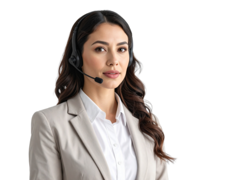 “Customer service representative with headset, transparent background”  - Powered by Adobe