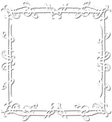 Vintage decorative frame in Gothic style - elegant white frame on transparent background, PNG, 300 DPI, middle ages, hallowen, Christmas.