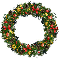 christmas wreath isolated on white background, Christmas decorations
