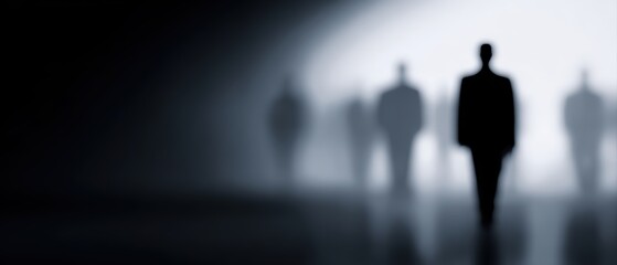 Fototapeta premium leadership concept, person ahead of silhouettes