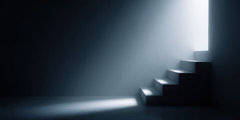 personal growth concept, staircase leading upward into light, symbolic motivation image