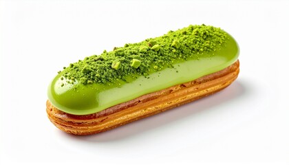 matcha green tea eclair with green glaze topping