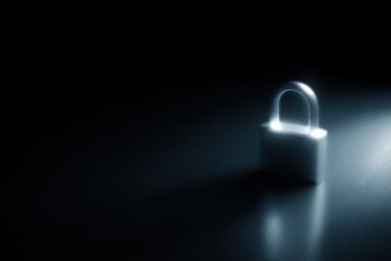 digital security concept, glowing lock icon, dark background, cybersecurity theme